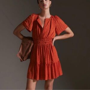 Anthropologie Rust Somerset Mini Dress